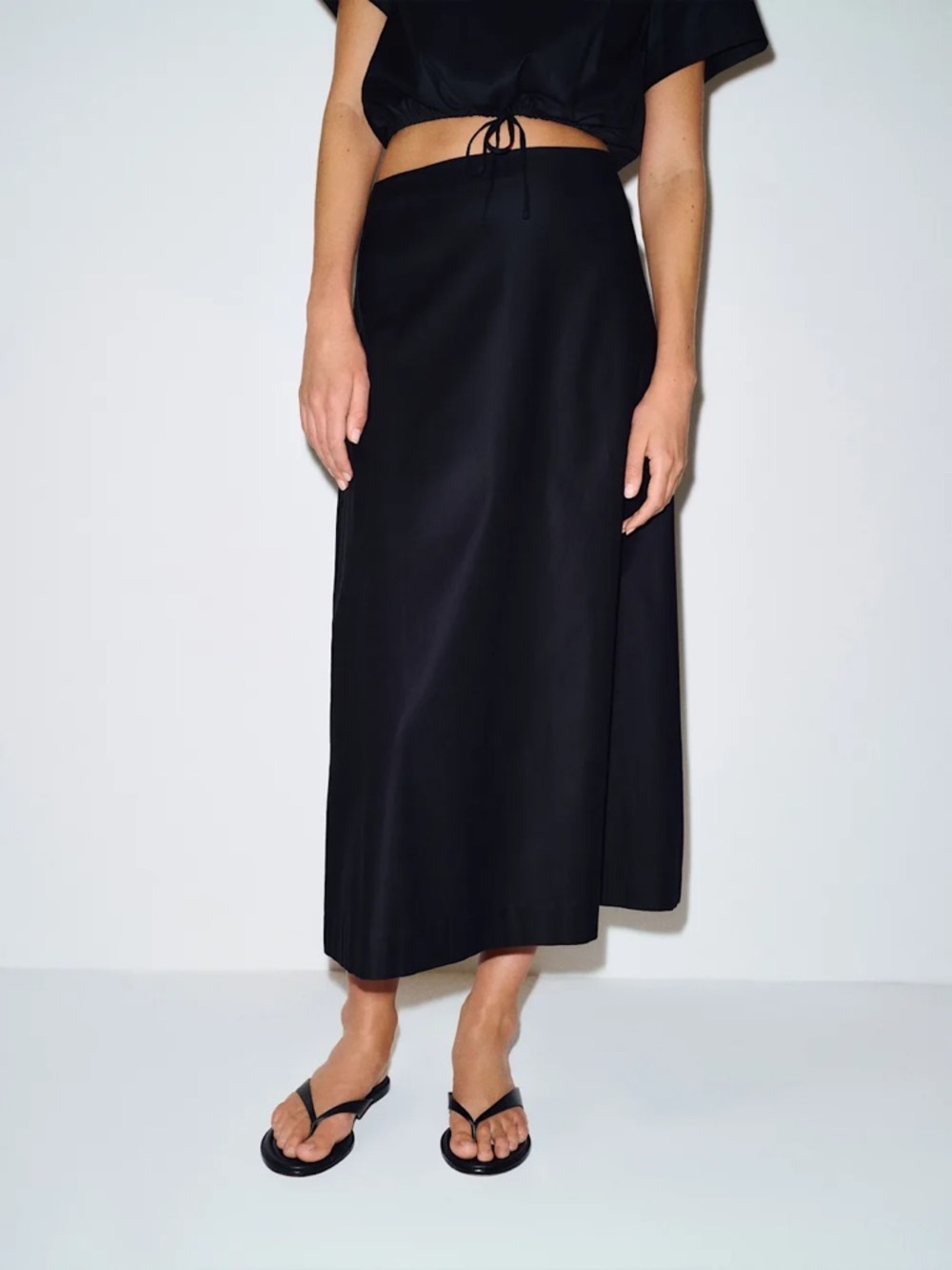NEW Reformation Jordan Two Piece Short Sleeve Skirt Set Cotton Black | US 2 UK 6 - Picture 3 of 15
